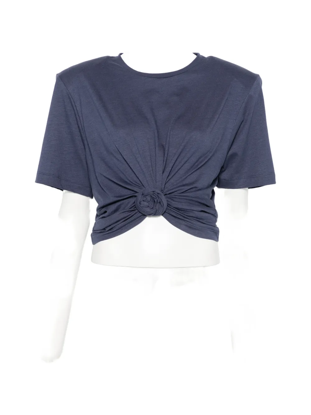 Magda Butrym padded-shoulder knotted T-shirt - Blau