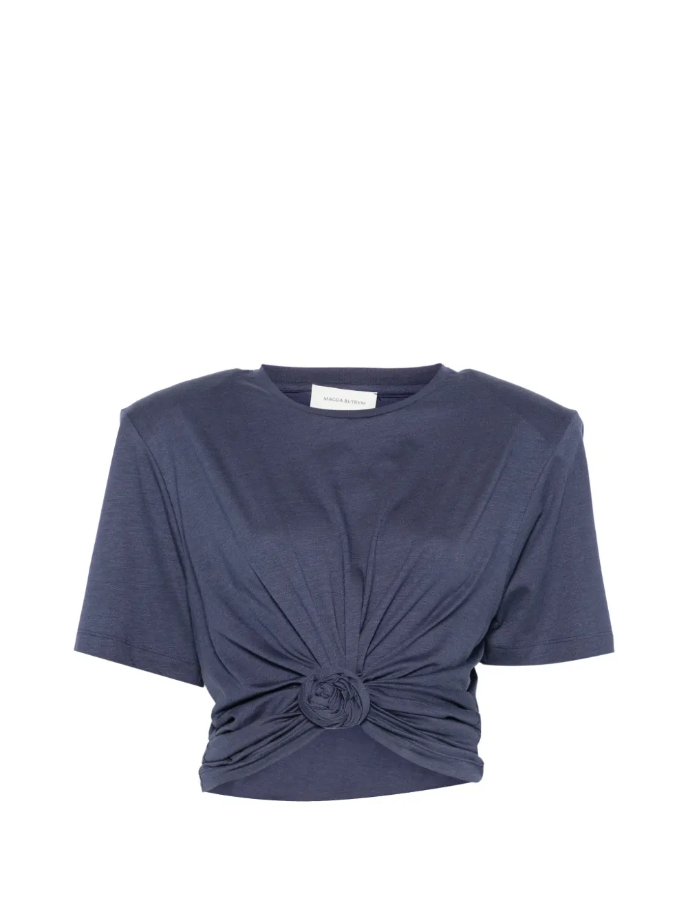 Magda Butrym padded-shoulder knotted T-shirt - Blu