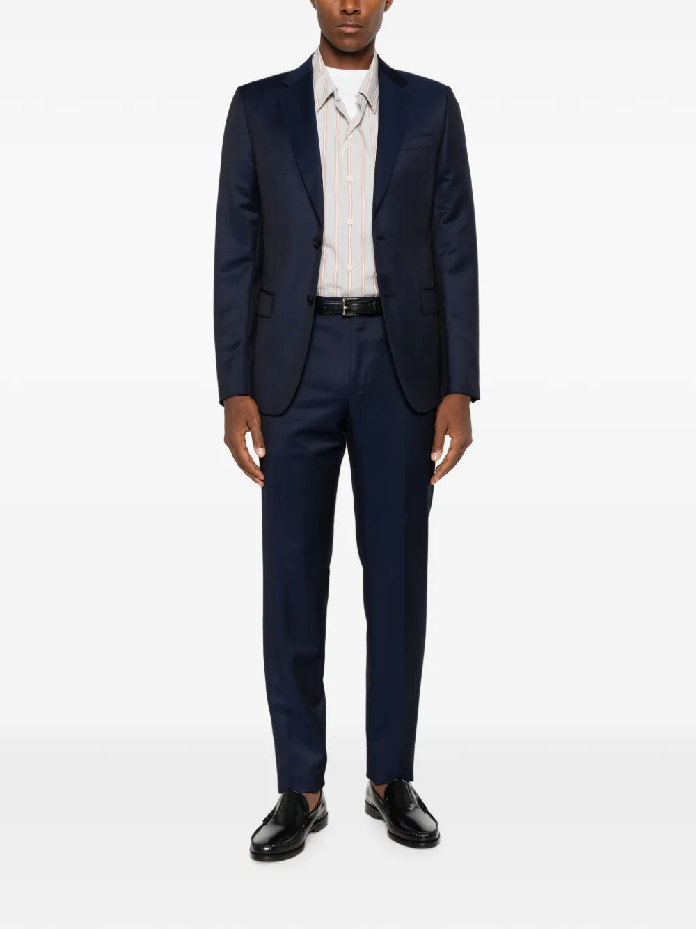Zegna Pak met enkele rij knopen en gekerfde revers Blauw