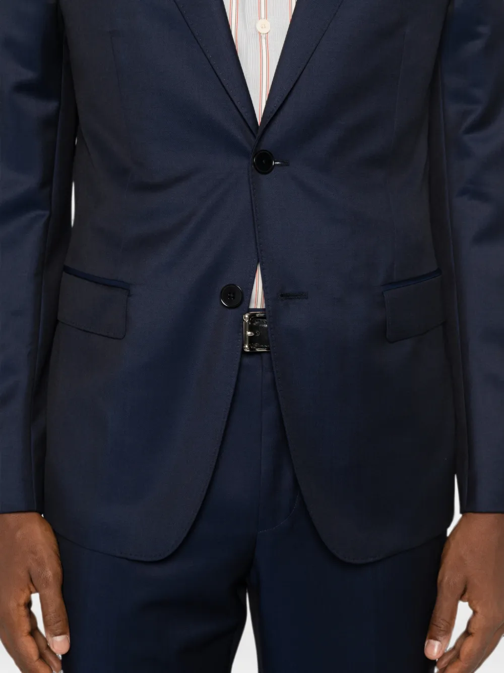 Zegna Pak met enkele rij knopen en gekerfde revers Blauw