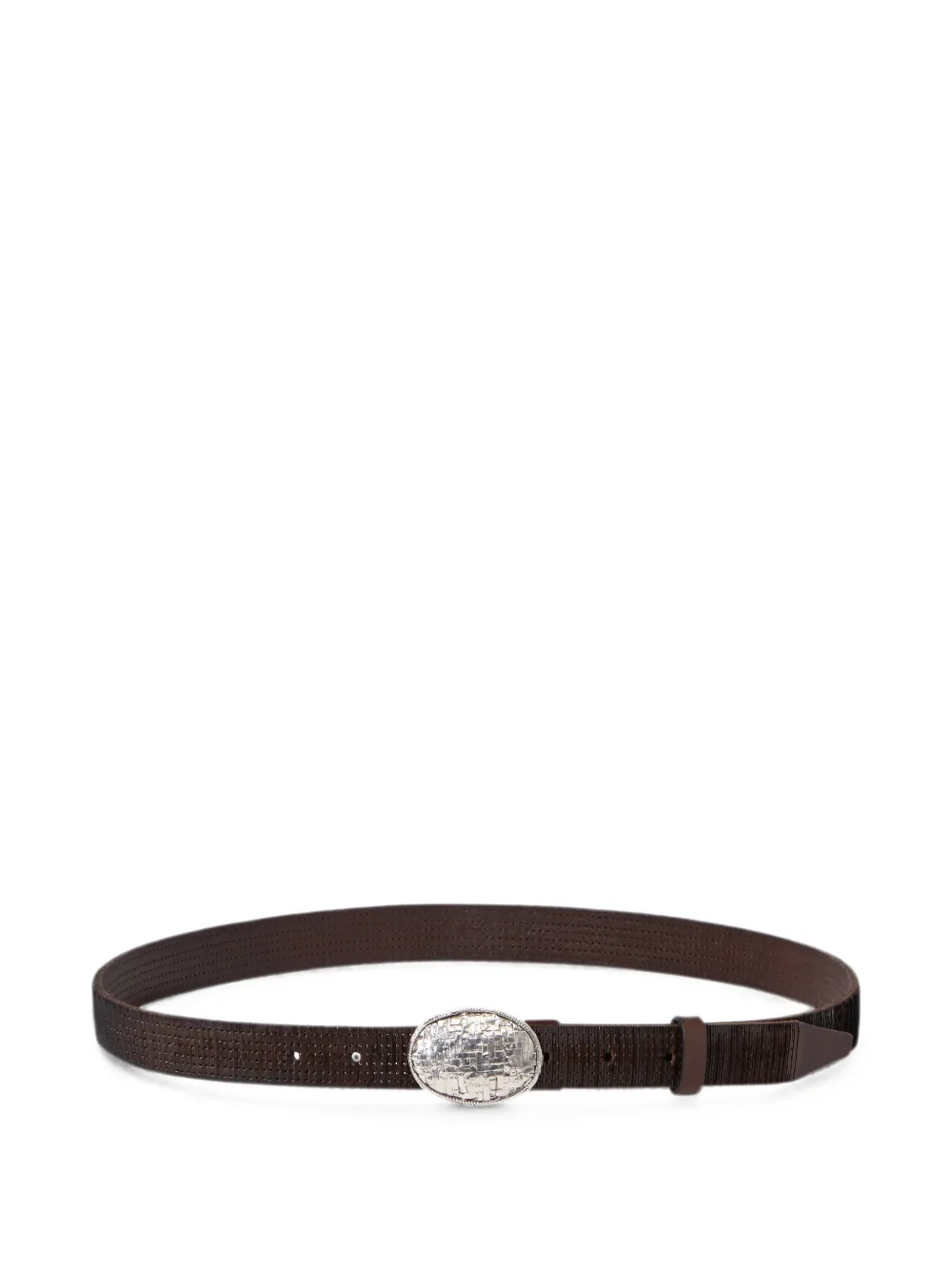 Brunello Cucinelli textured-leather braided-buckle belt - Marrone