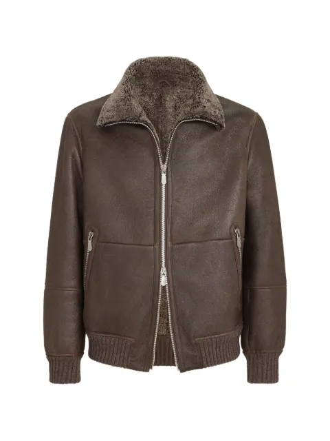 Brunello Cucinelli Vintage-effect shearling bomber jacket