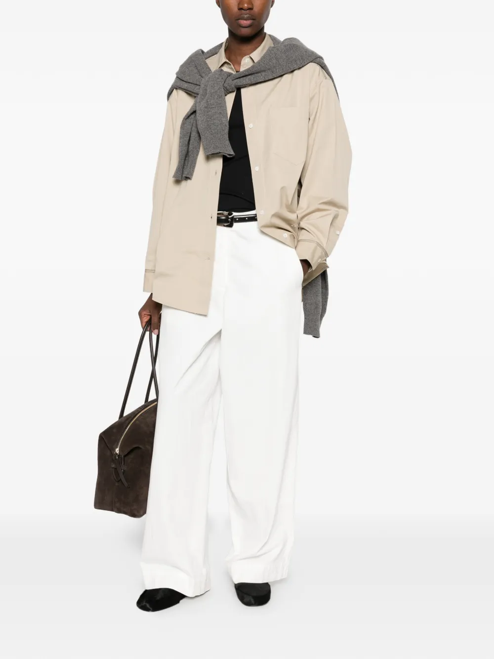The Row Fadry broek met wijde pijpen Wit