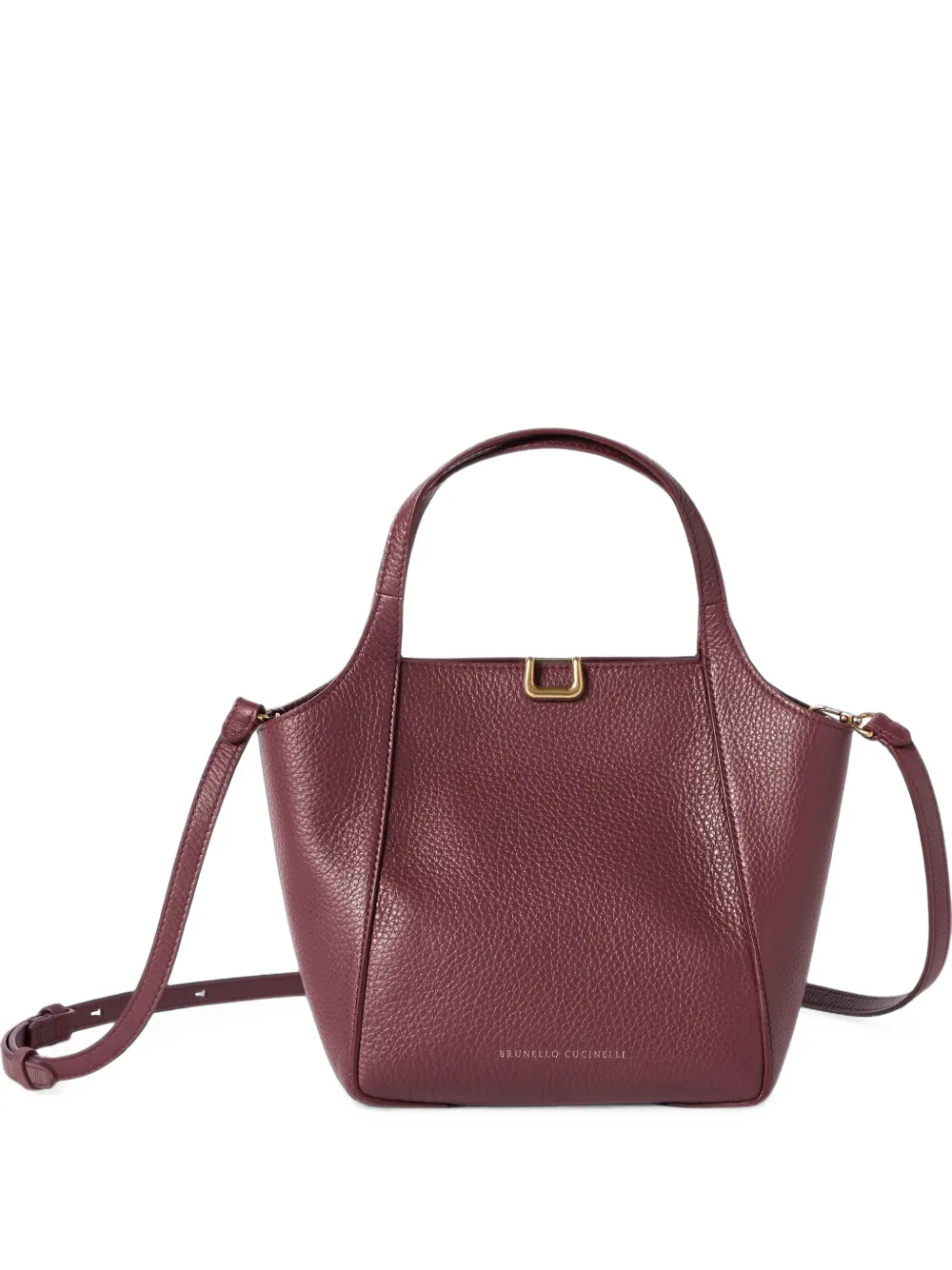 Brunello Cucinelli small Sartorial grained-leather bucket bag - Rosso