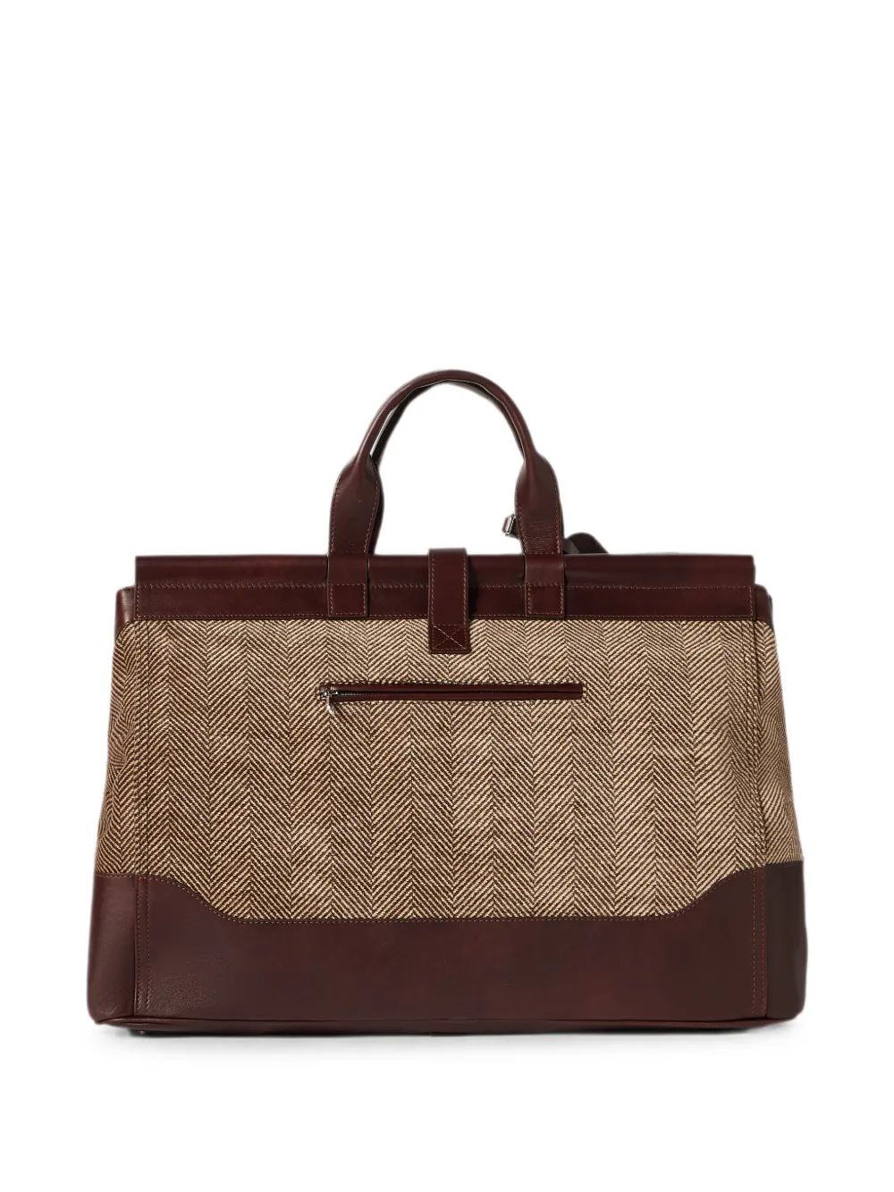 Brunello Cucinelli Techno gewatteerde kalfsleren tas met chevron-effect Bruin