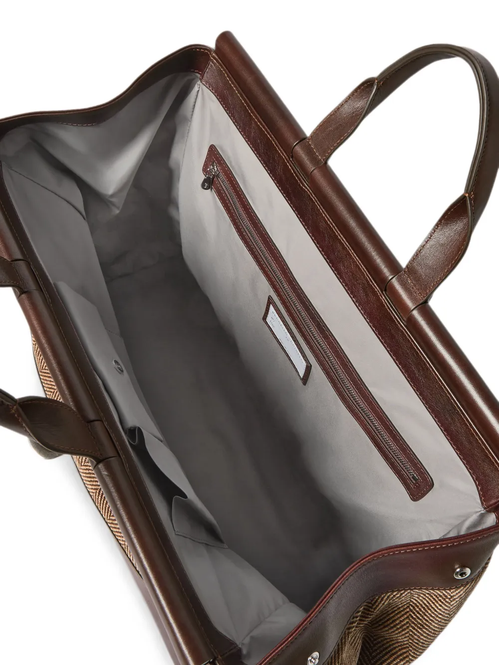 Brunello Cucinelli Techno gewatteerde kalfsleren tas met chevron-effect Bruin