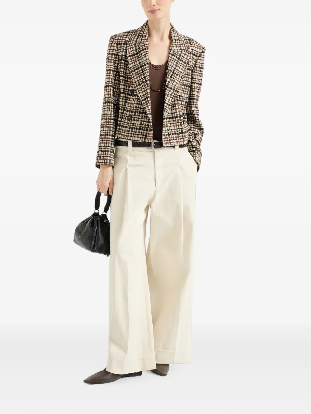 Brunello Cucinelli Stretch katoenen geribbelde jersey top met monili-verfraaiing Bruin