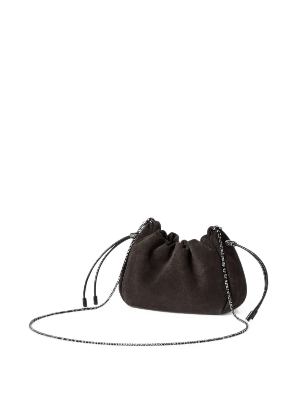 Brunello Cucinelli Mellow suède schoudertas Bruin