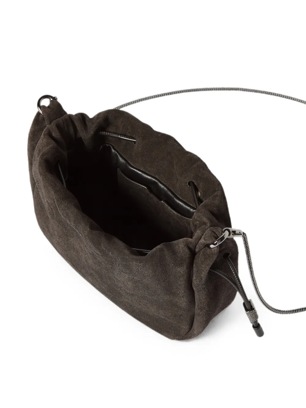 Brunello Cucinelli Mellow suède schoudertas Bruin