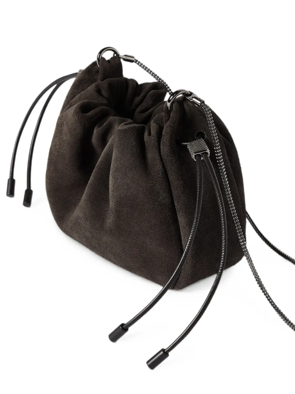 Brunello Cucinelli Mellow suède schoudertas Bruin