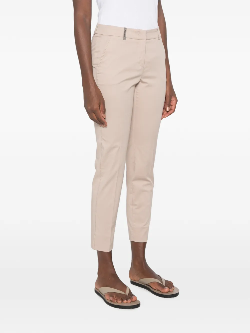 Peserico Cropped broek verfraaid met kralen Beige