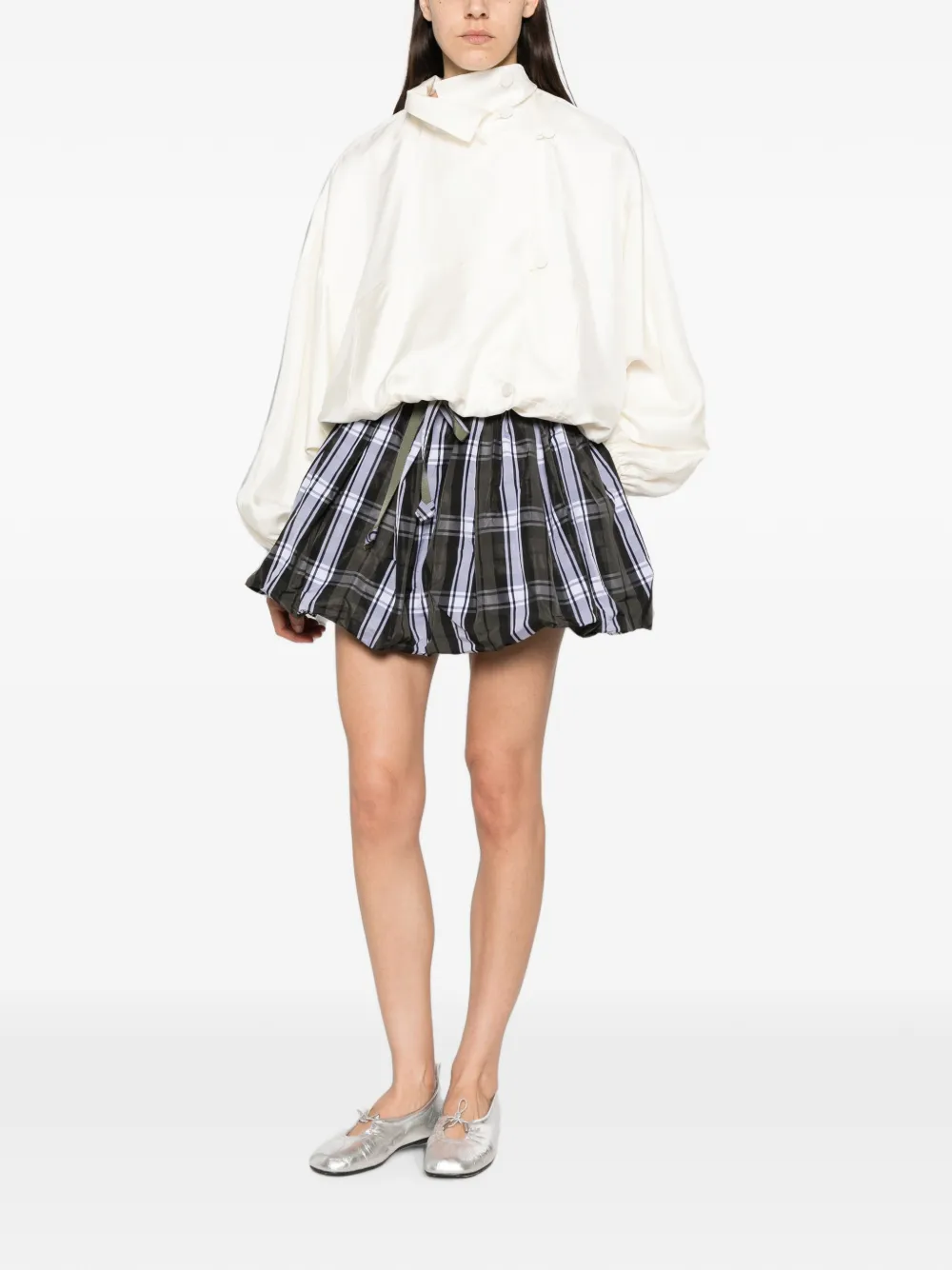 Patou tartan-print bubble-hem skirt - Nero