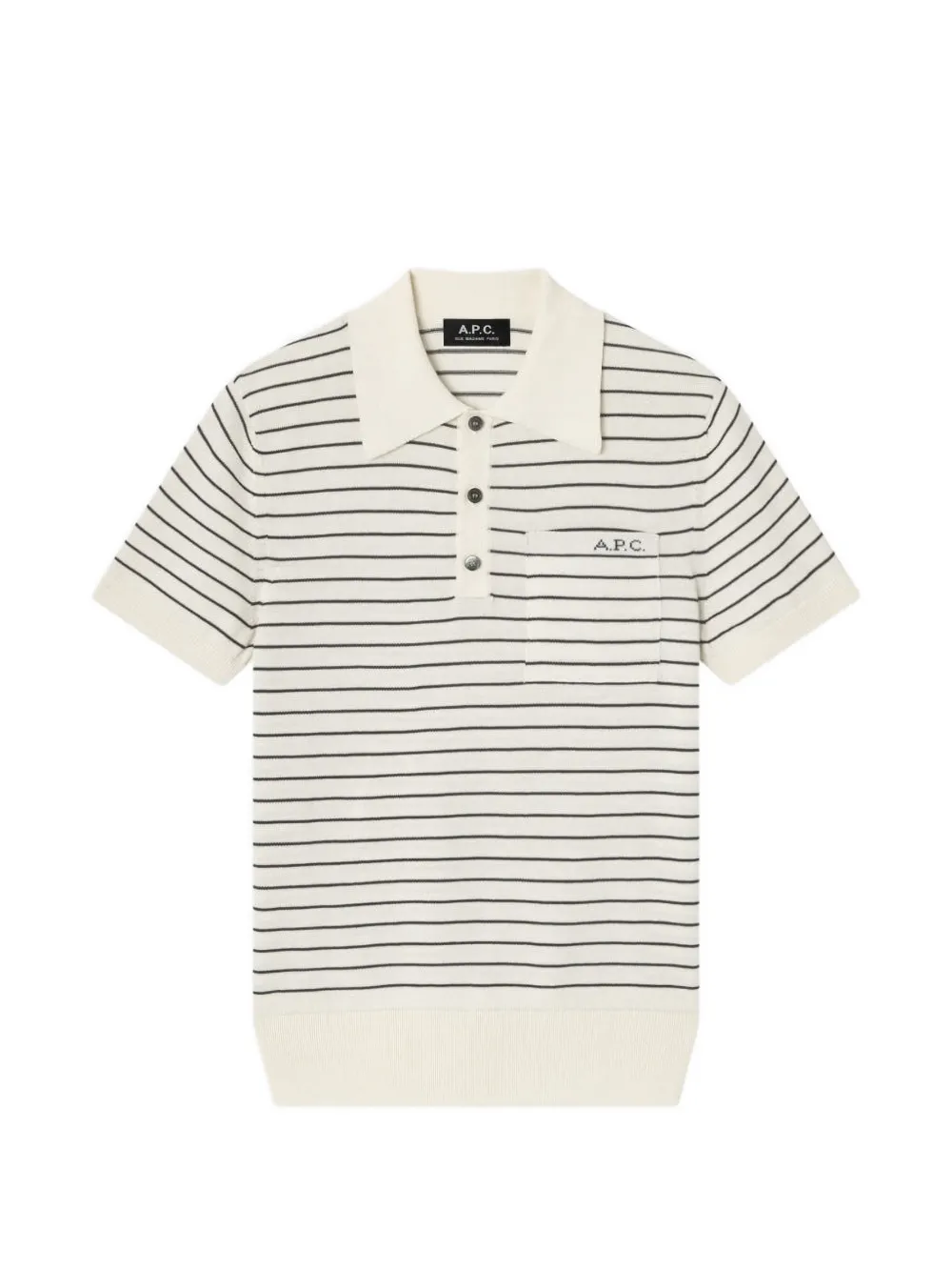 A.P.C. fitted striped ecru polo - Toni neutri