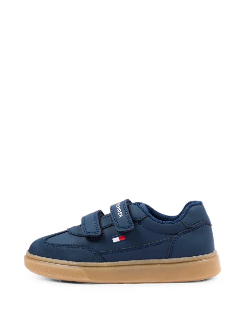 Tommy Hilfiger Junior touch-strap leather sneakers Blauw