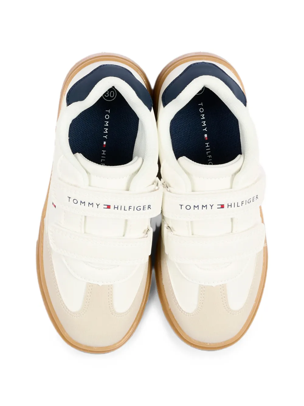 Tommy Hilfiger Junior touch-strap leather sneakers Wit