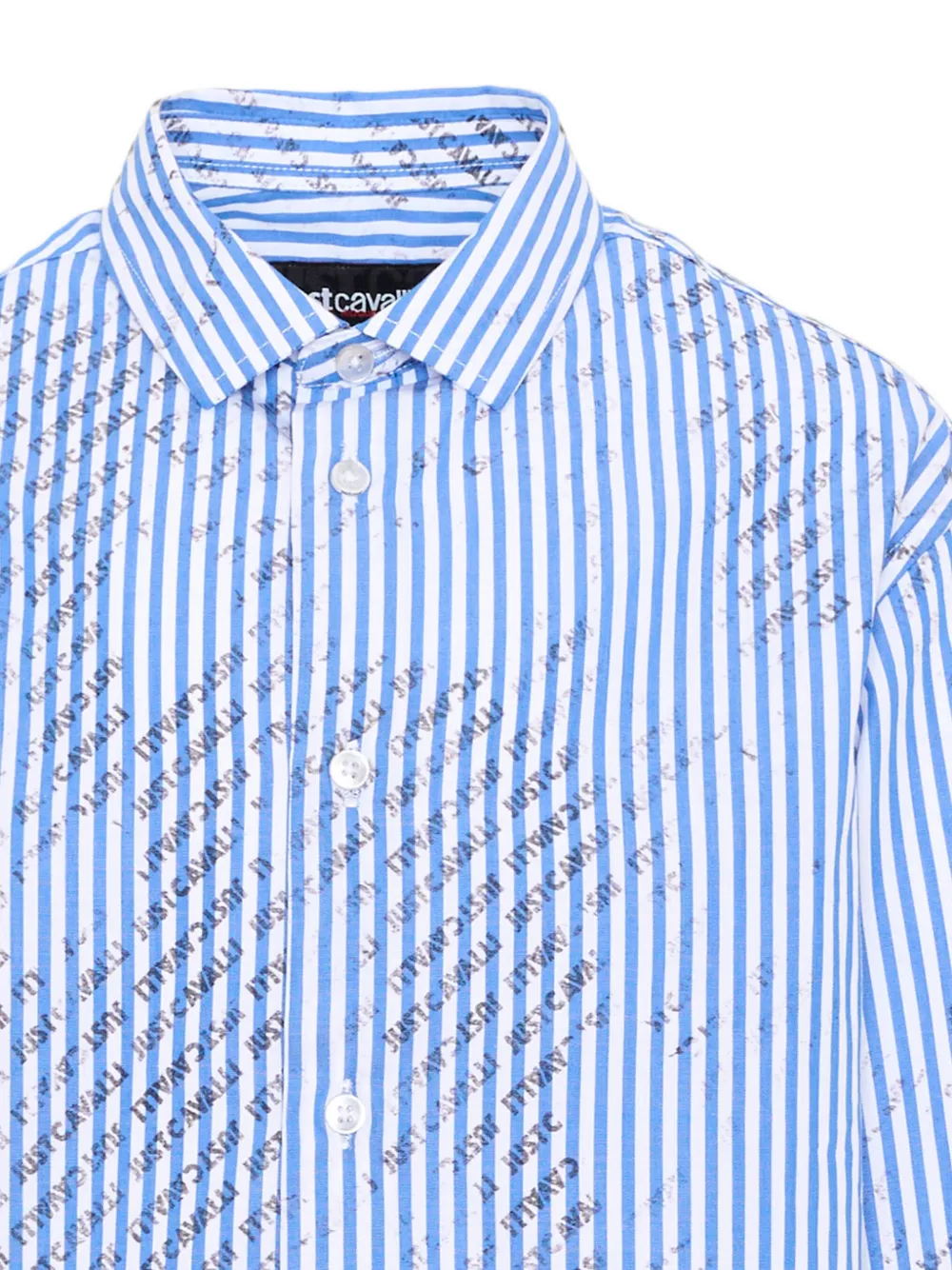 Just Cavalli Kids logo-print striped shirt Blauw