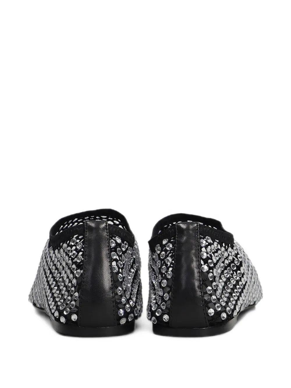 strategia shoes crystal-embellished fishnet ballet flats Zwart