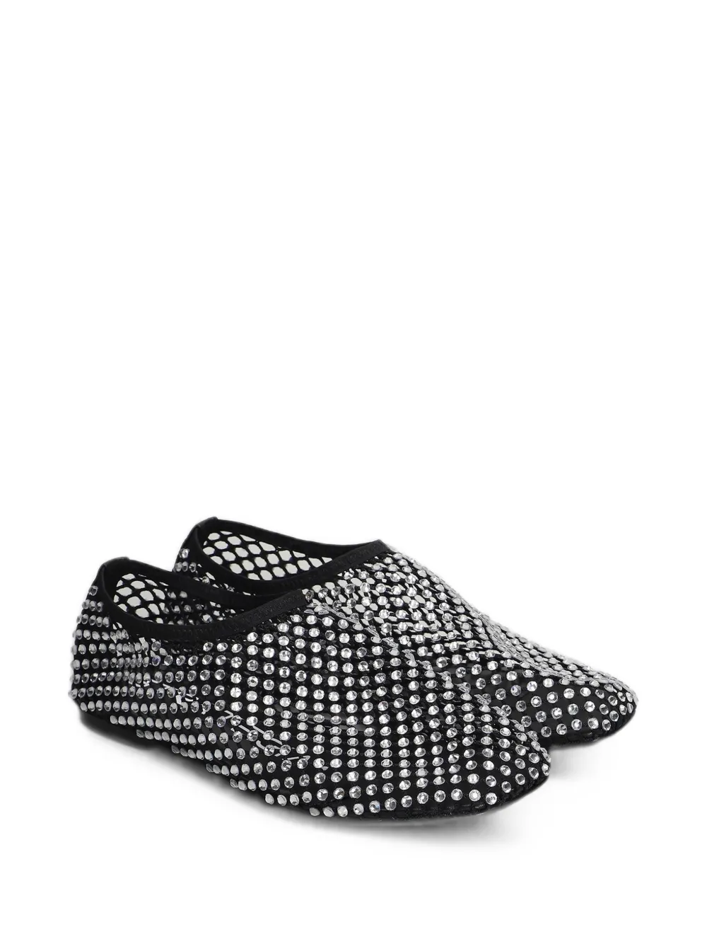 strategia shoes crystal-embellished fishnet ballet flats Zwart