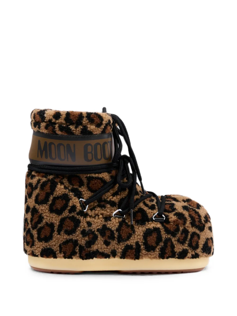 Moon Boot Kids leopard-print shearling-effect boots - Marrone
