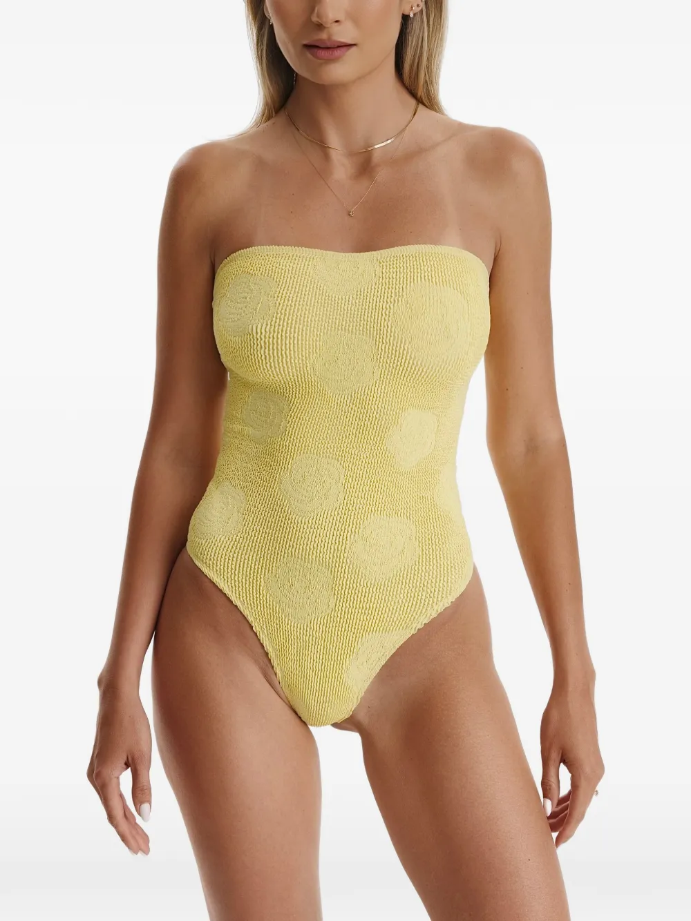 SOFIA ERHAN Strapless badpak met gekreukt effect Geel