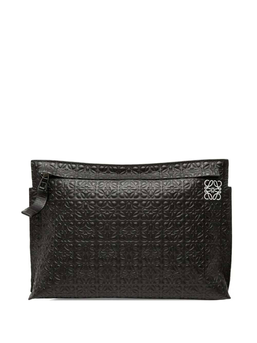 Loewe Pre-Owned 2018 Embossed Anagram Leather Repeat T clutch bag - Black