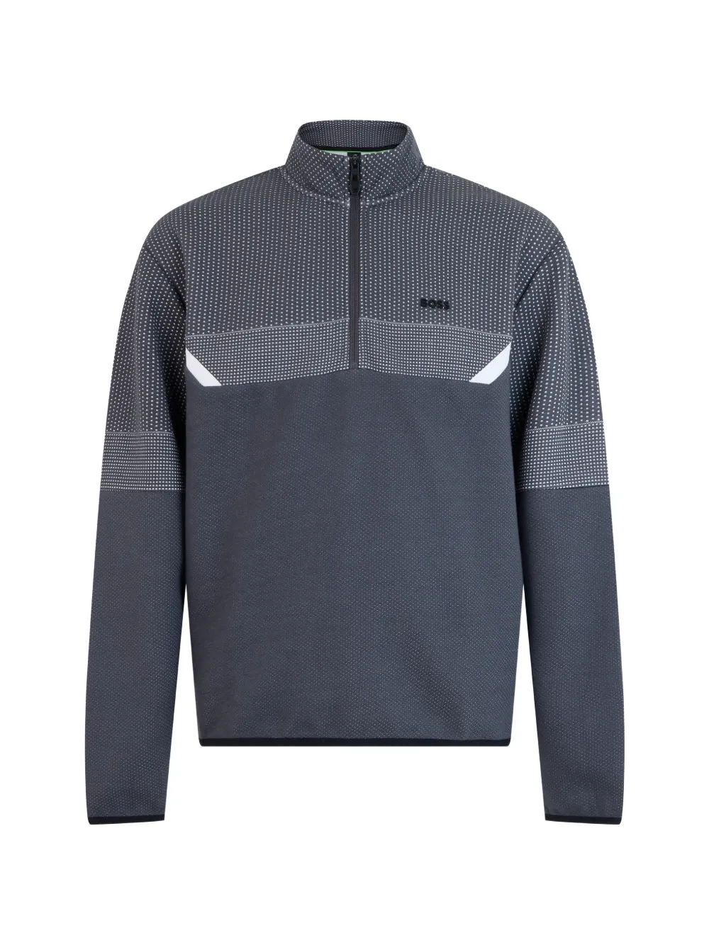 BOSS geometric-pattern quarter-zip sweater - Grau