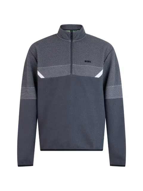BOSS jersey con media cremallera y motivo geométrico