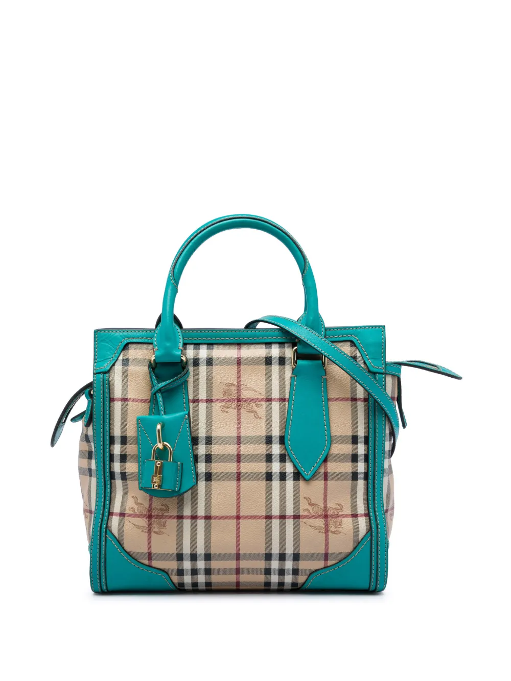 Burberry Pre-Owned 2000-2017 Small Haymarket Check Coated Canvas Honeywood Tote satchel - Blue
