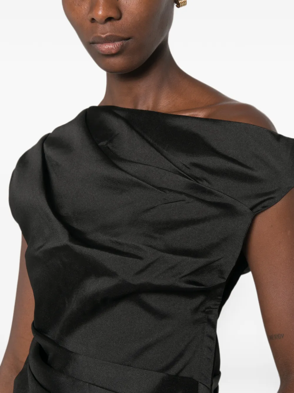 Self-Portrait Taffeta gedrapeerde top Zwart