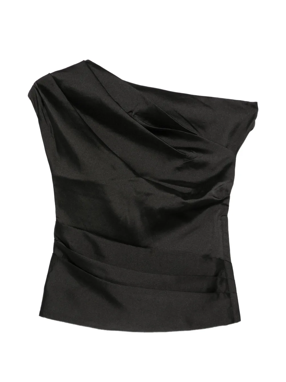 Self-Portrait asymmetric-neck draped top - Nero