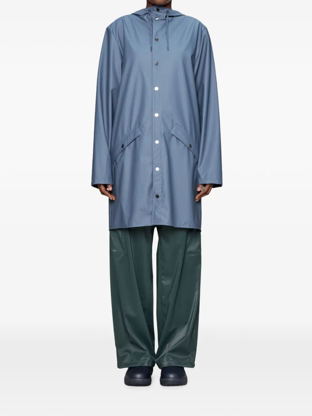 Rains Jack met capuchon en drukknoop Blauw