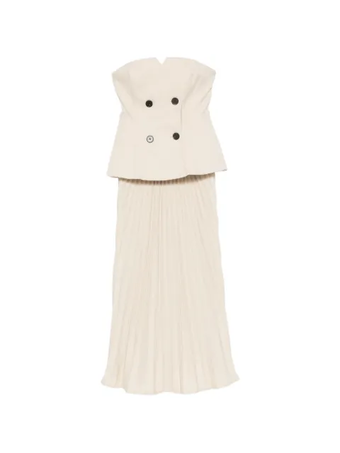 Self-Portrait double-breasted pleated midi dress