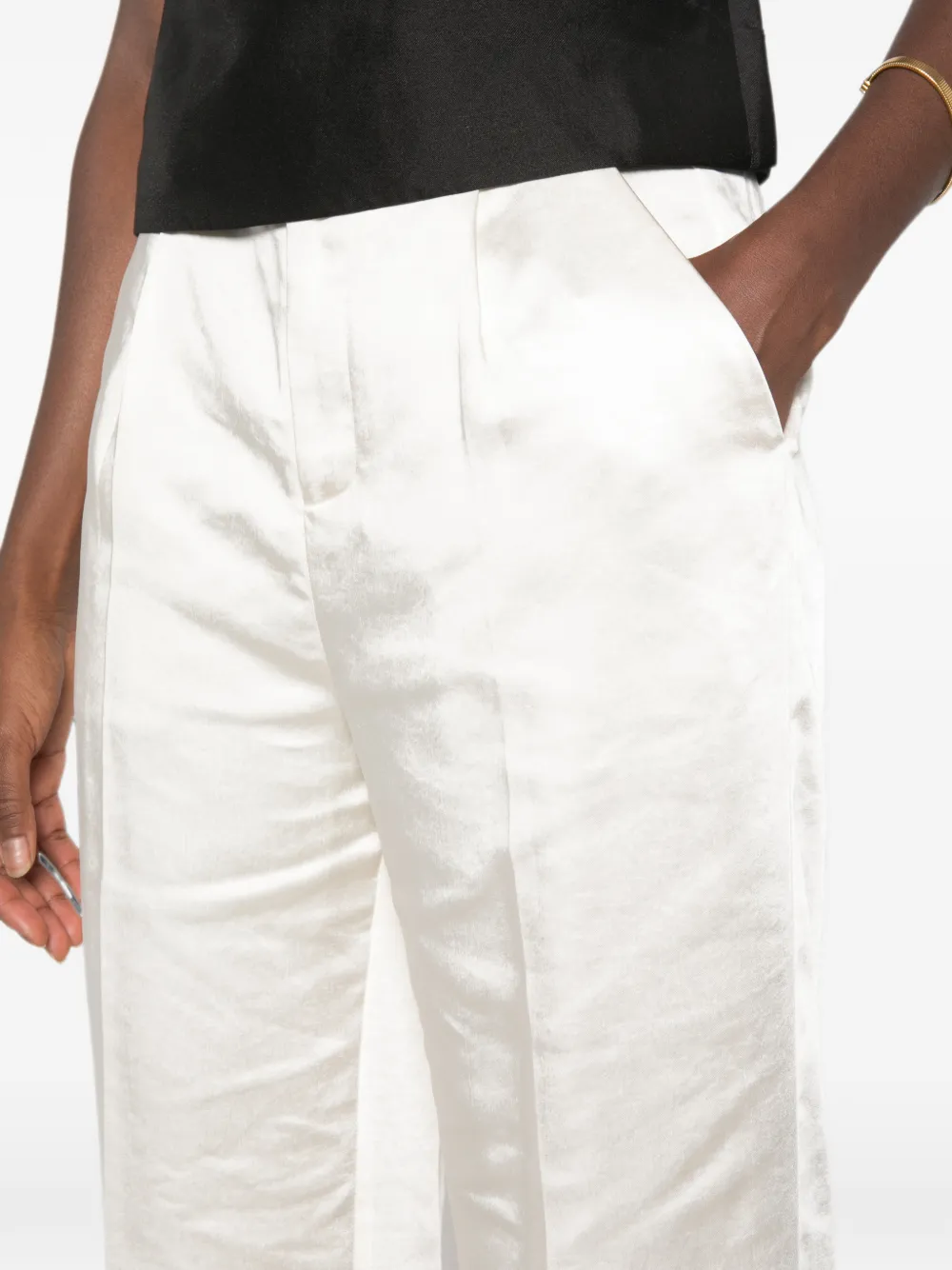 Self-Portrait Satijnen broek Beige