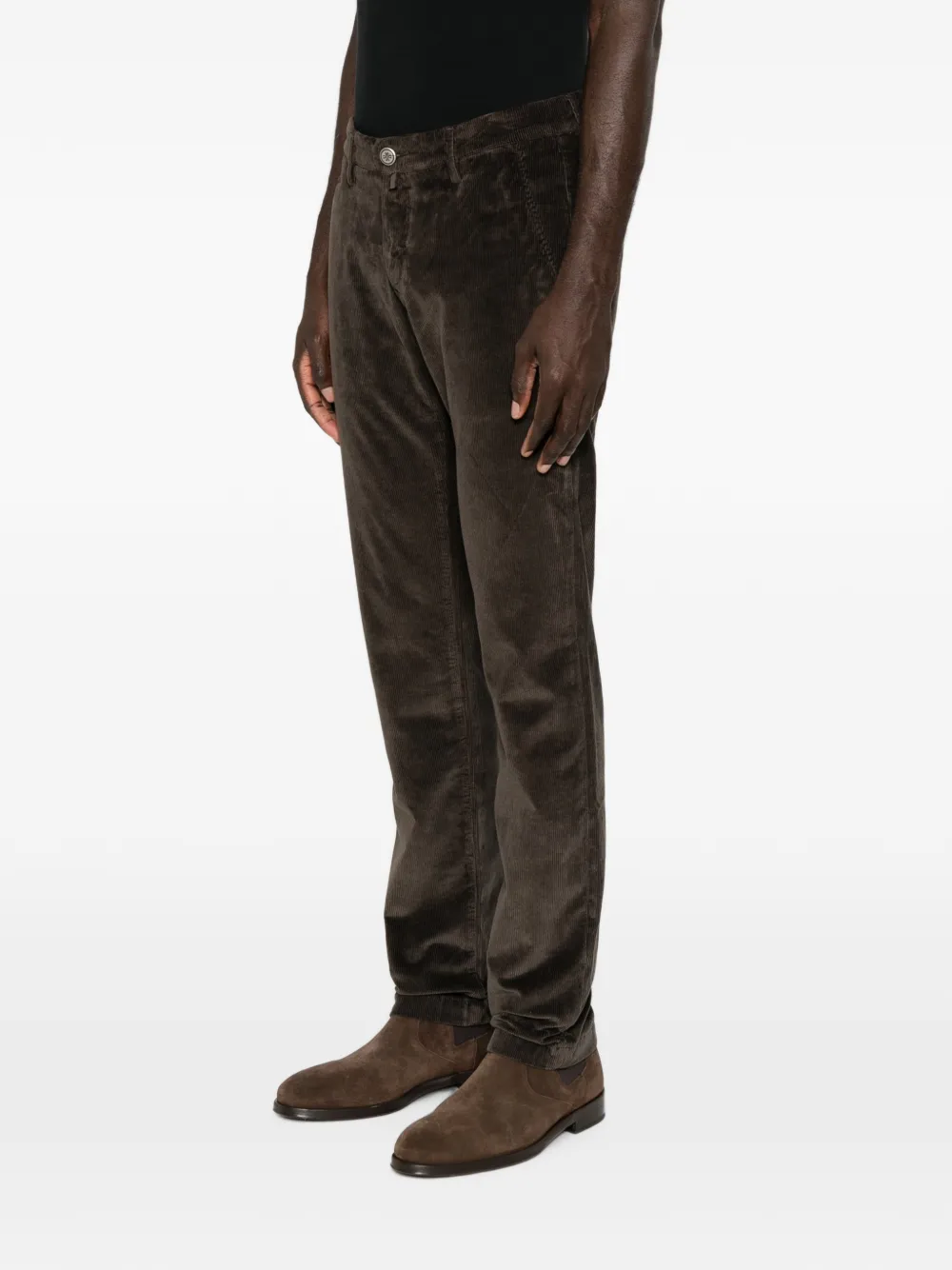 Jacob Cohën Ribfluwelen broek met riemlussen Bruin