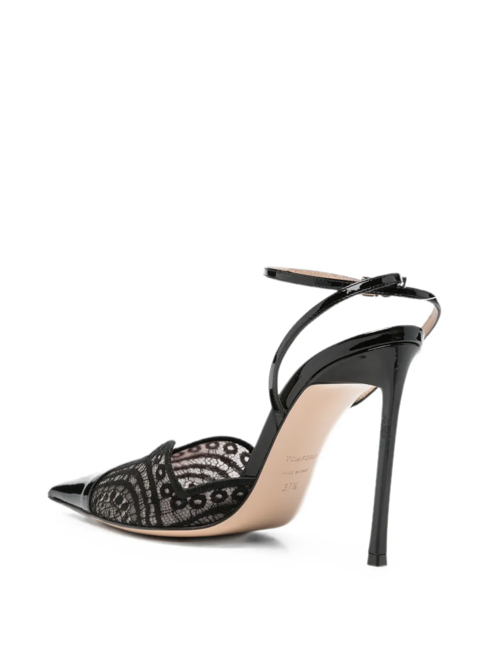 TOM FORD lace-panelled patent-leather pumps Zwart