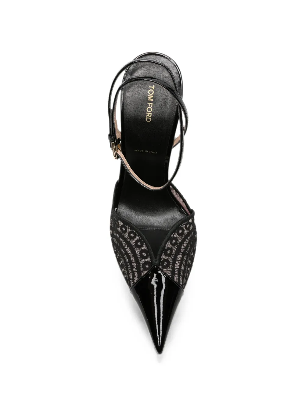 TOM FORD lace-panelled patent-leather pumps Zwart