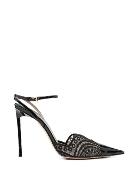 TOM FORD lace-panelled patent-leather pumps