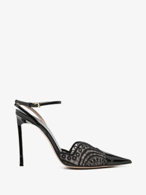TOM FORD lace-panelled patent-leather pumps