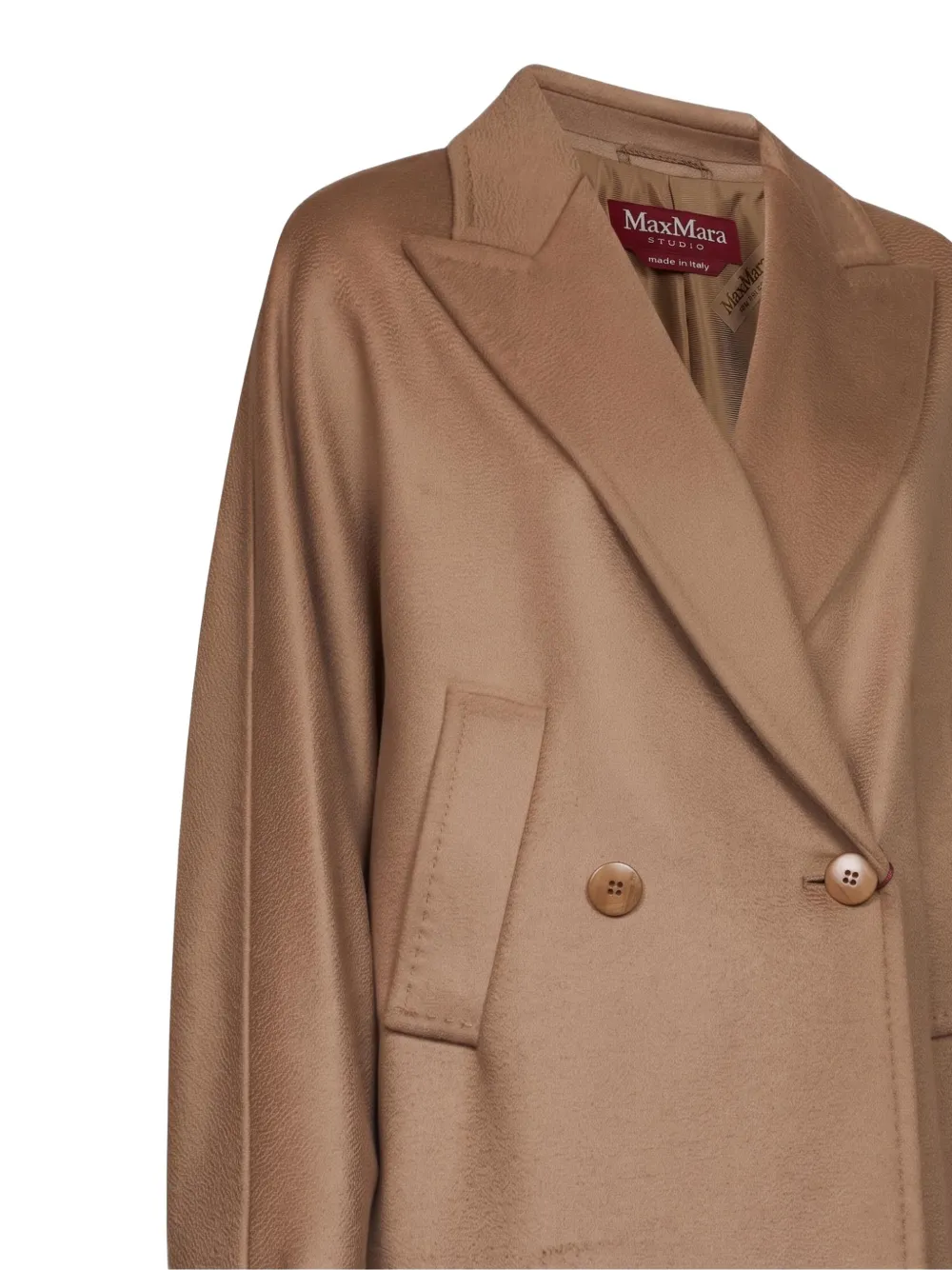 Max Mara double-breasted peak-lapel coat Bruin