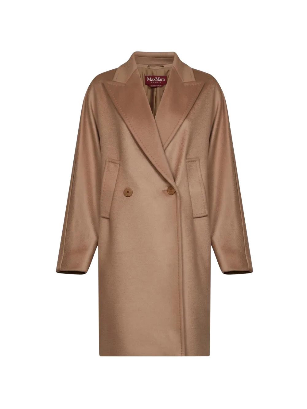 Max Mara double-breasted peak-lapel coat Bruin