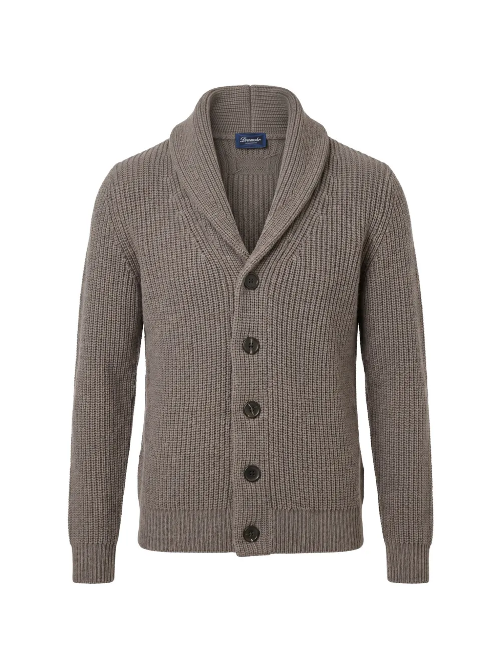 Drumohr ribbed-knit shawl-collar sweater - Brown