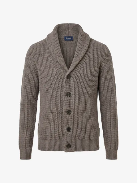 Drumohr ribbed-knit shawl-collar sweater