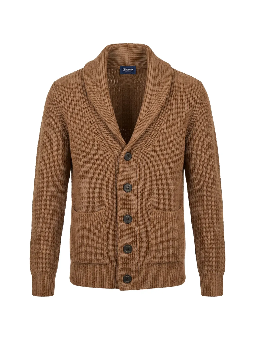 Drumohr shawl-collar ribbed cardigan - Brown
