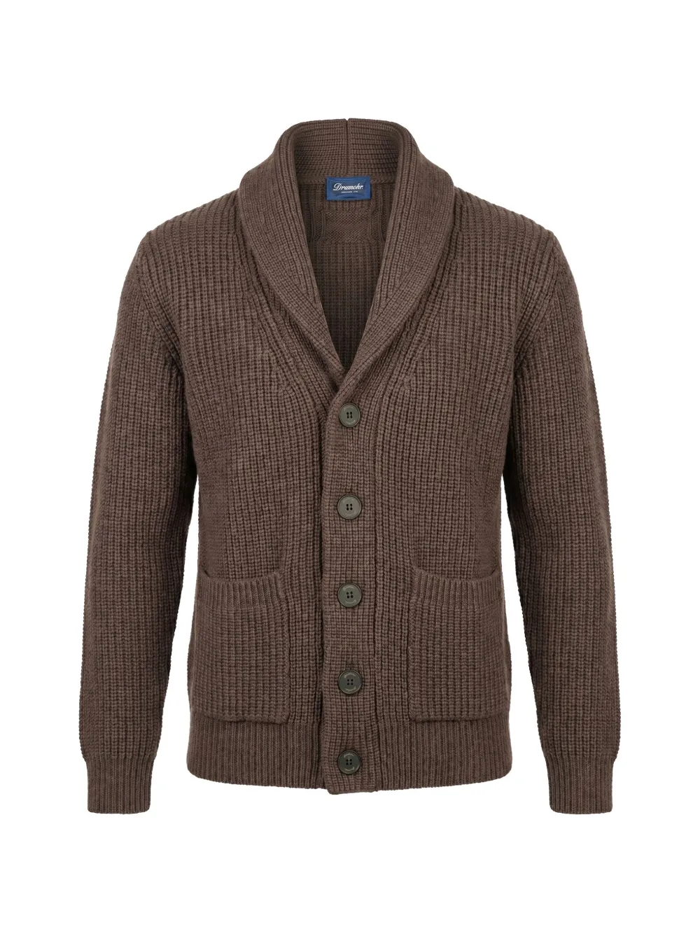 Drumohr shawl-collar ribbed cardigan - Brown