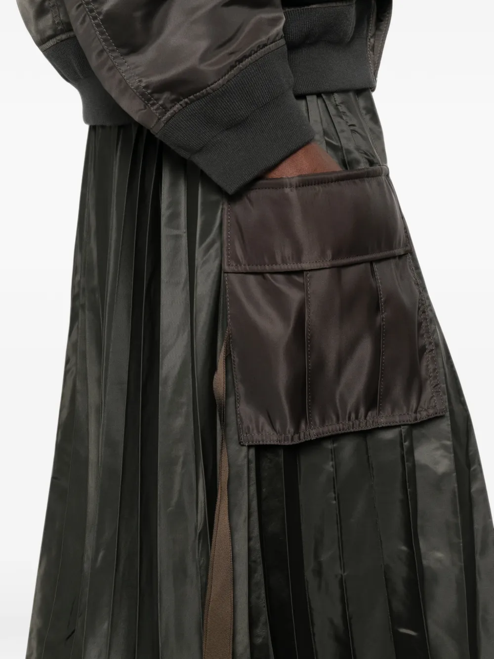 sacai Geplooide midi-cargo rok Groen