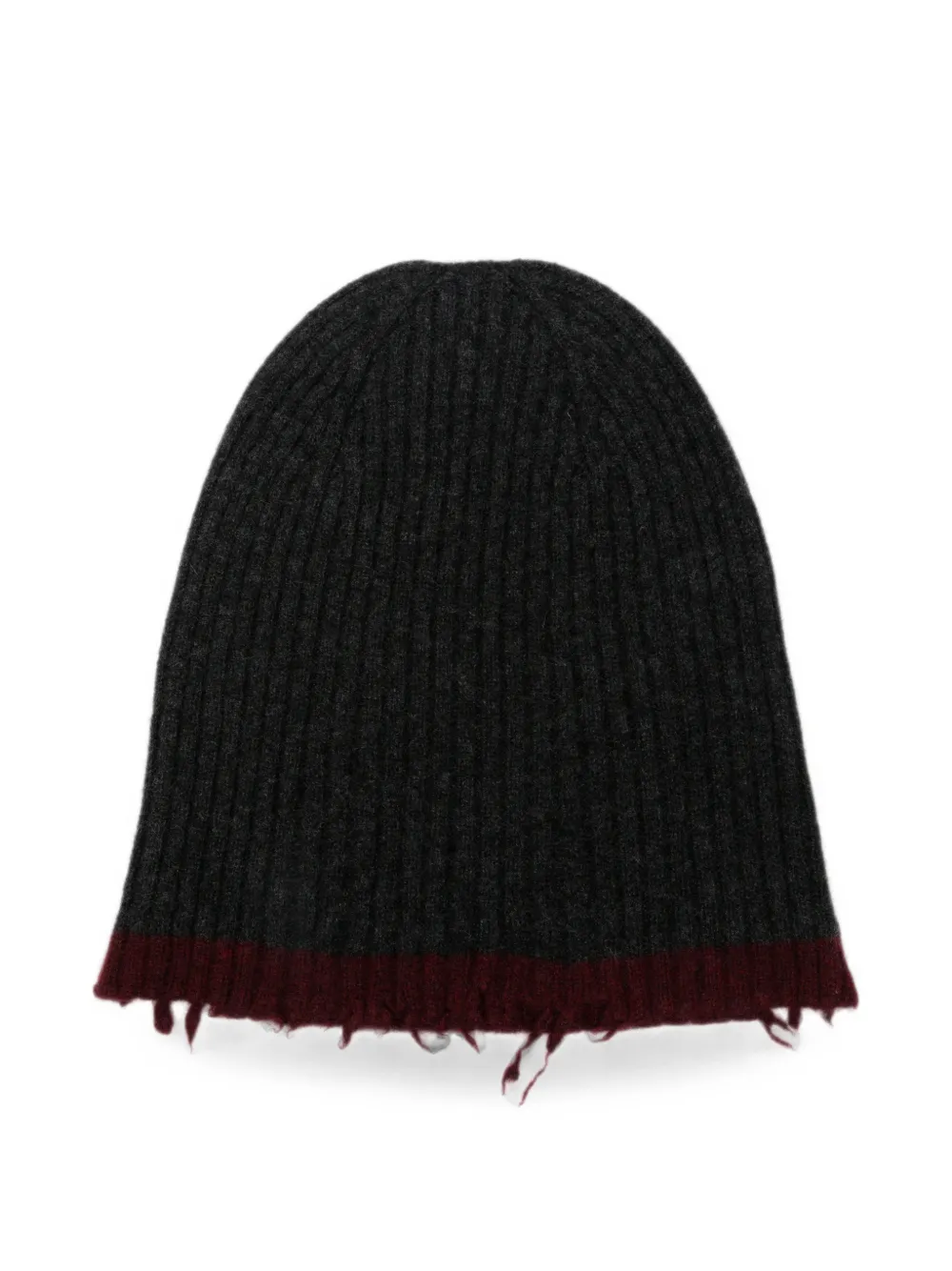 Uma Wang distressed ribbed-knit beanie hat - Marrone
