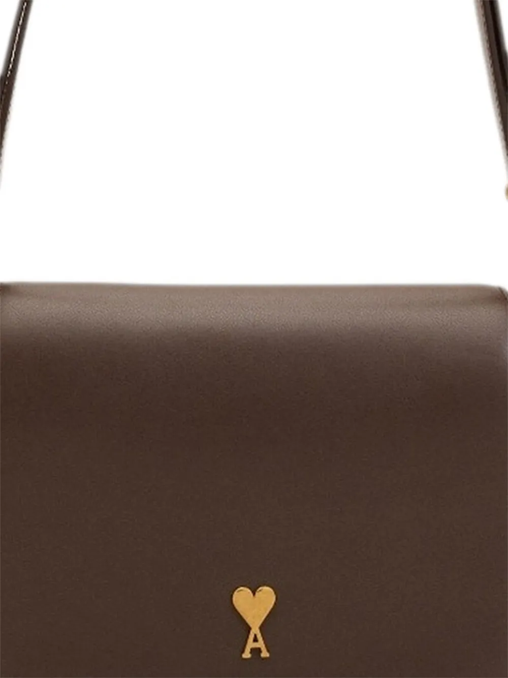 AMI Paris Ami de Coeur leather shoulder bag Bruin