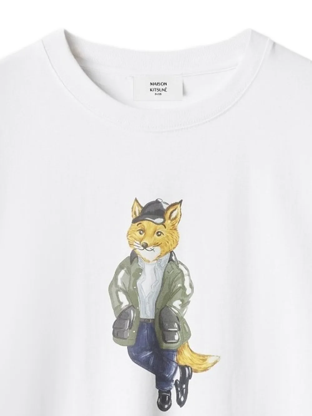 Maison Kitsuné T-shirt met vossenprint Wit