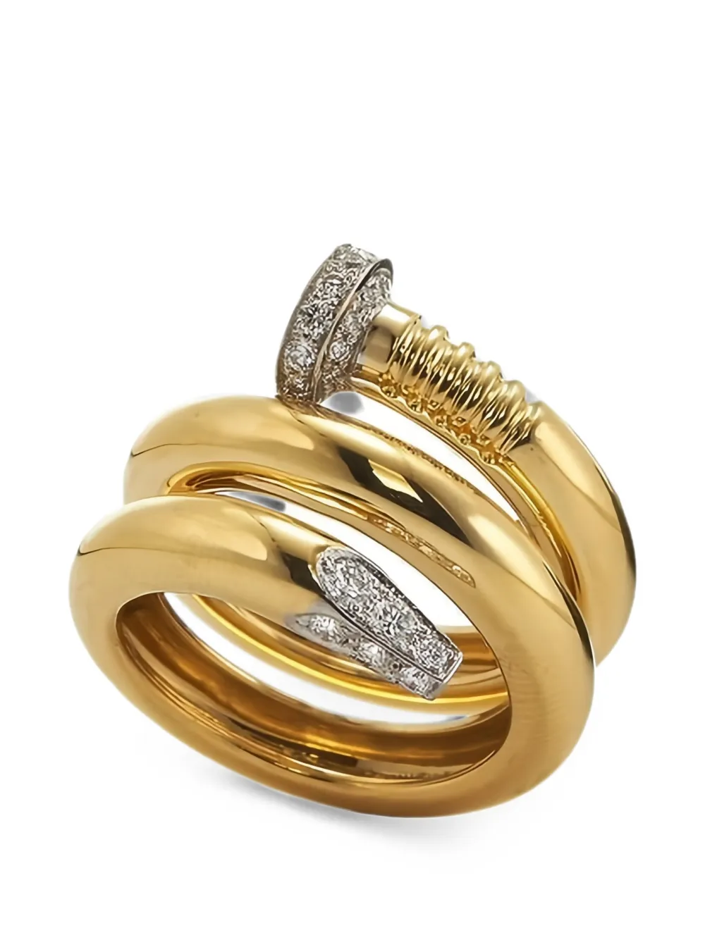 David Webb Diamond Nail Ring In Gold