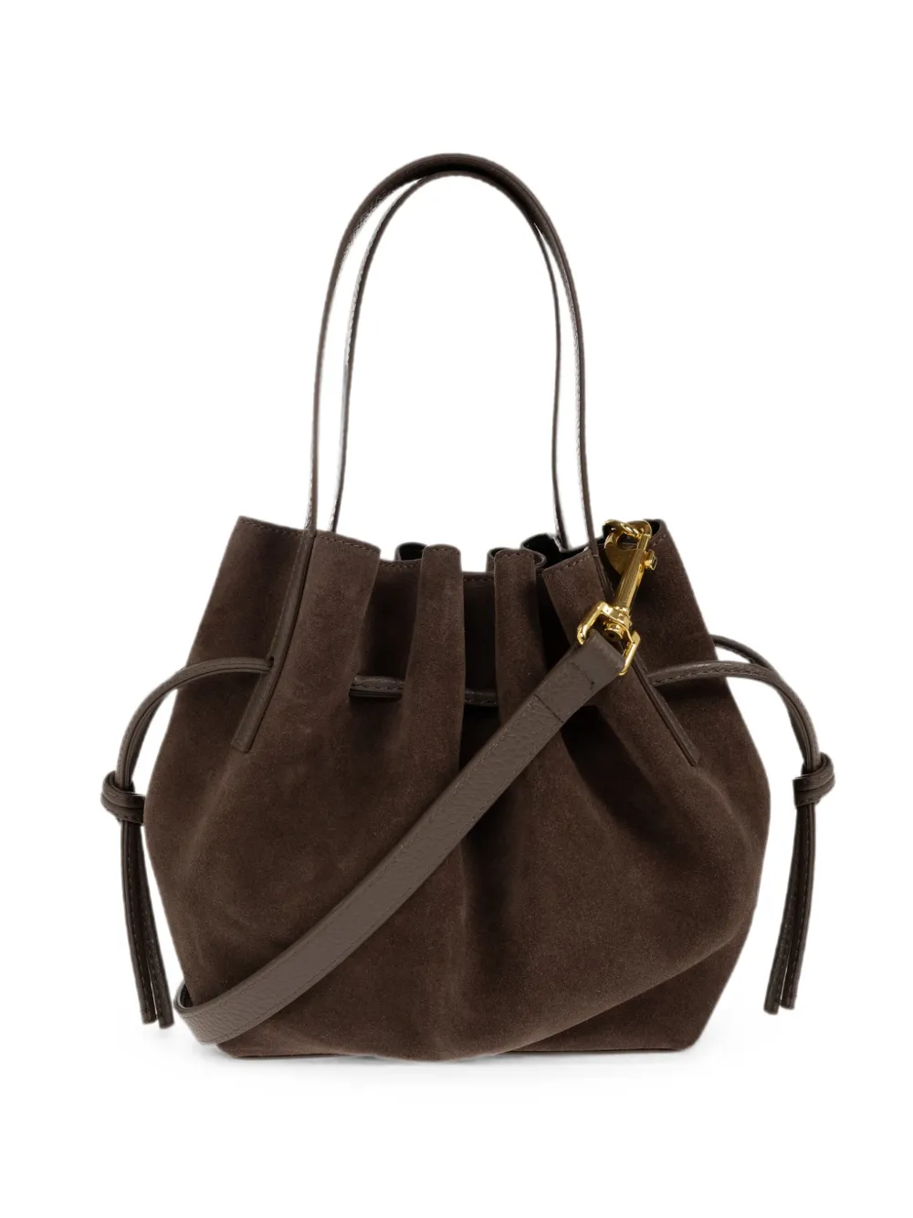 Yuzefi Mini Scallop suede bucket bag - Marrone